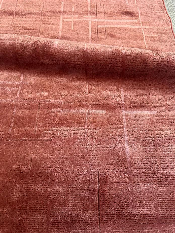 Kiremit Rengi Lotus Bambu Model Altı Kaymaz Makine Dokuma Halı