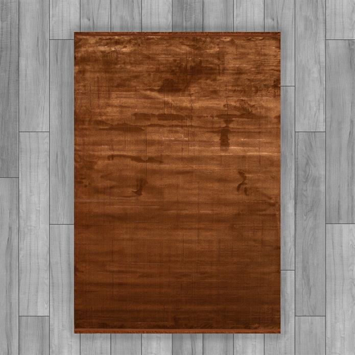 Kiremit Rengi Lotus Bambu Model Altı Kaymaz Makine Dokuma Halı