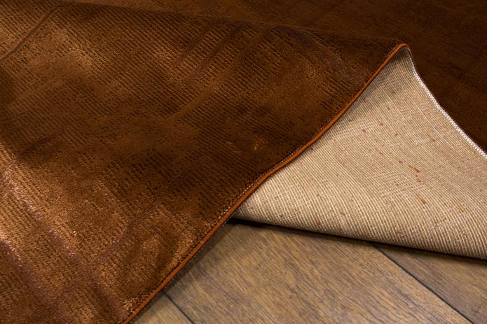 Kiremit Rengi Lotus Bambu Model Altı Kaymaz Makine Dokuma Halı