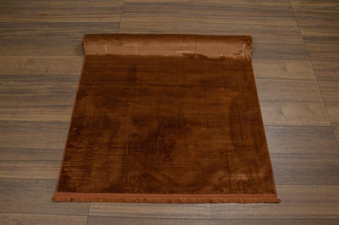 Kiremit Rengi Lotus Bambu Model Altı Kaymaz Makine Dokuma Halı