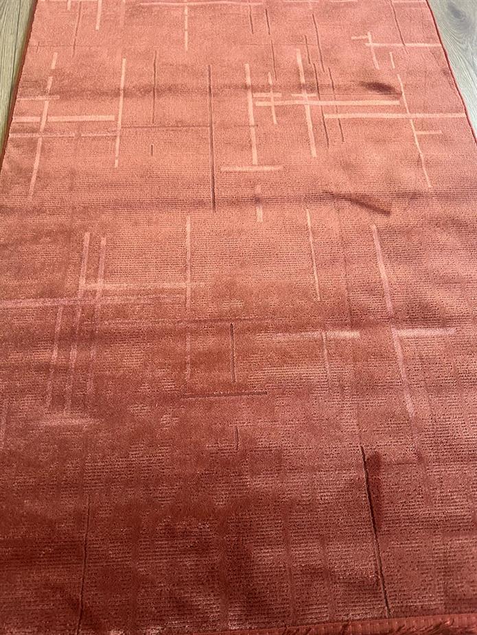 Kiremit Rengi Lotus Bambu Model Altı Kaymaz Makine Dokuma Halı