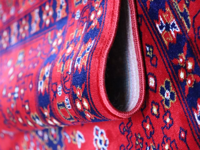 Kırmızı Afgan Tarzı Altı Kaymaz Yıkanabilir Şönil Kilim & Halı