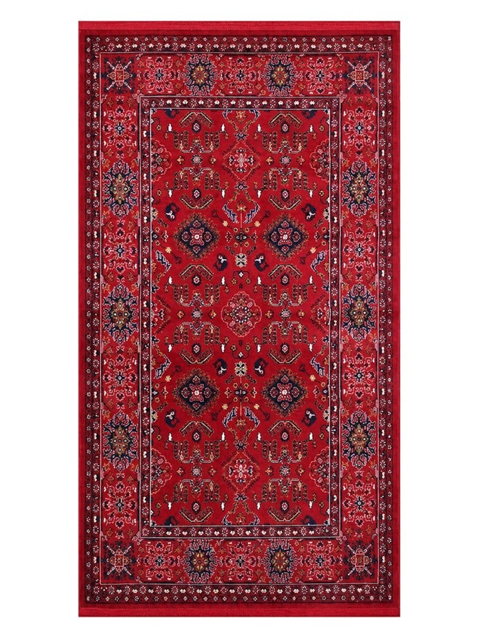 Kırmızı Afgan Tarzı Altı Kaymaz Yıkanabilir Şönil Kilim & Halı | SDF009
