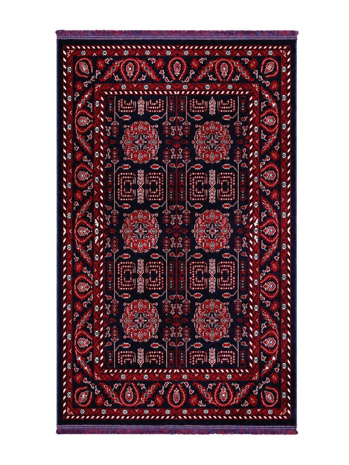 Kırmızı Afgan Tarzı Altı Kaymaz Yıkanabilir Şönil Kilim & Halı | SDF023