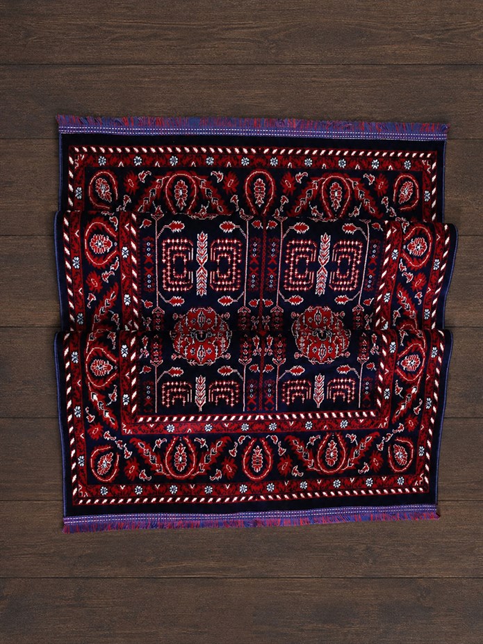 Kırmızı Afgan Tarzı Altı Kaymaz Yıkanabilir Şönil Kilim & Halı | SDF023