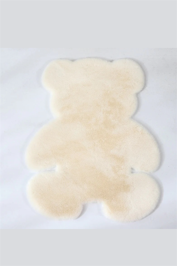 Krem Ayıcık Şekilli Peluş Halı