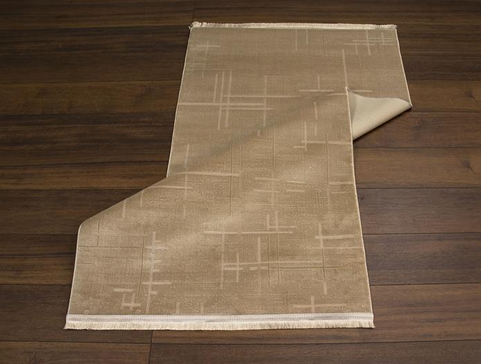 Krem Rengi Lotus Bambu Model Altı Kaymaz Makine Dokuma Halı