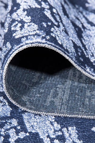 Lacivert Renkli Parlak Altı Kaymaz Yıkanabilir ince Halı