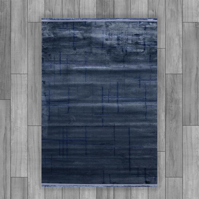 Lacivert Renk Lotus Bambu Model Altı Kaymaz Makine Dokuma Halı