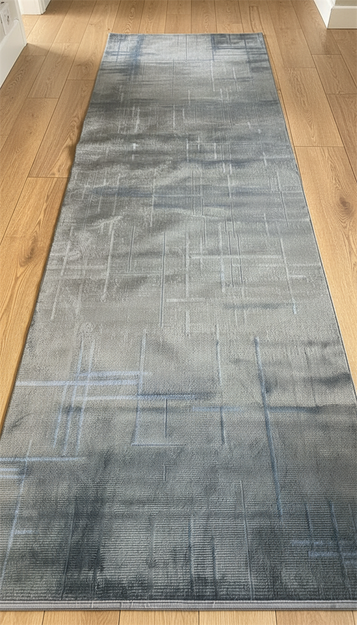 Lacivert Renk Lotus Bambu Model Altı Kaymaz Makine Dokuma Halı