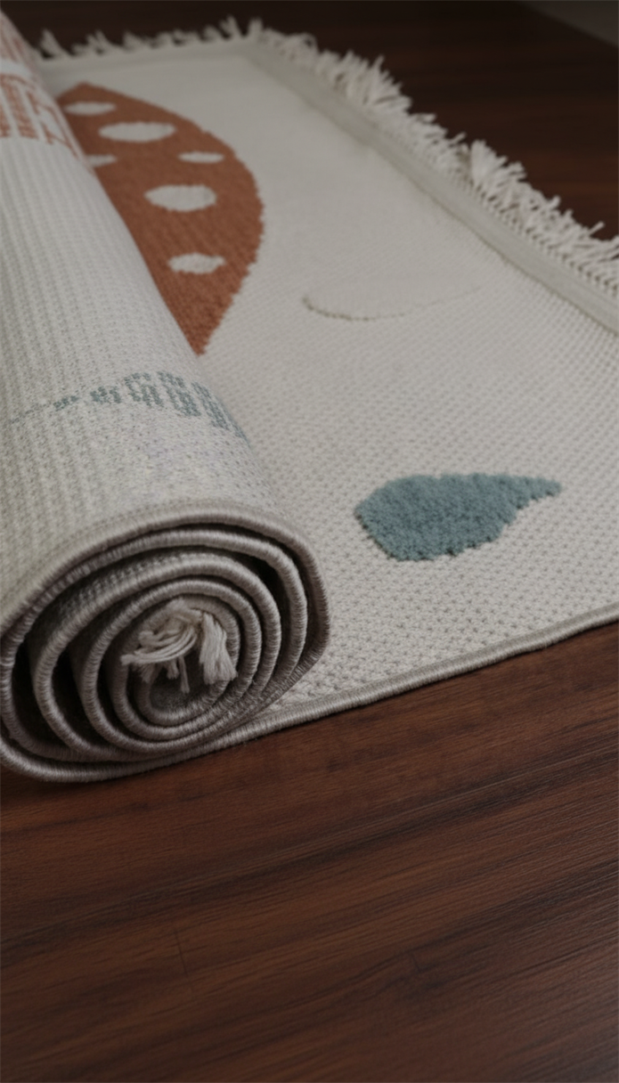 LİNA Serisi Sevimli Ördek Figürlü Doğa Temalı Kaymaz Çocuk Halısı