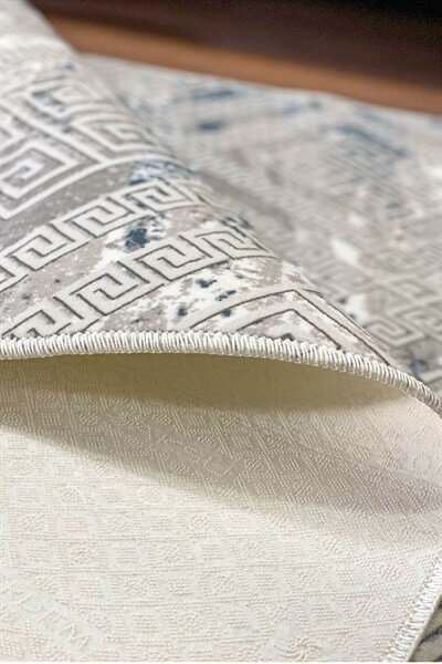 Lois Mavi renkli Kaymaz Taban Yıkanabilir Halı