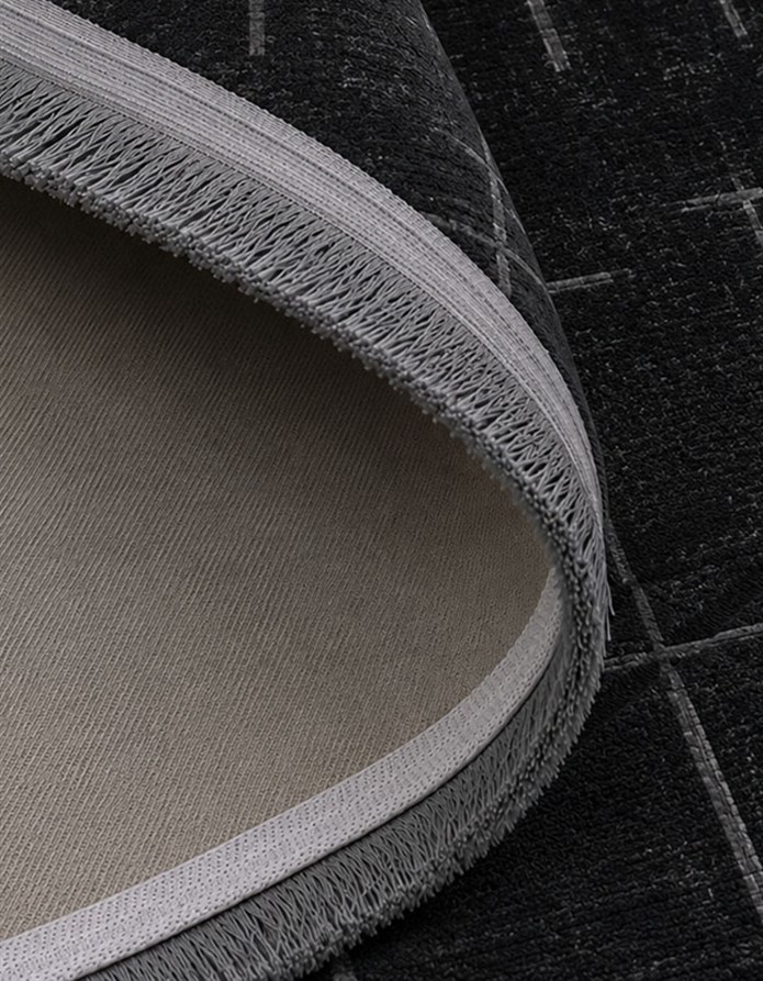 Lotus Bambu Model Altı Kaymaz Yuvarlak Makine Dokuma Halı Antrasitt