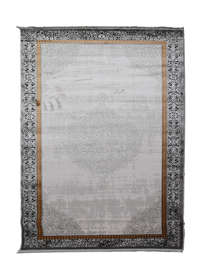 Madalyon Seri Gold Çerçeveli Motif İşlemeli Altı Kaymaz Makine Dokuma Halı | 17200