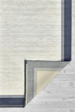 Mavi Çerçeveli Tabanı Kaymaz Toz Toplamaz Makine Dokuma Halı