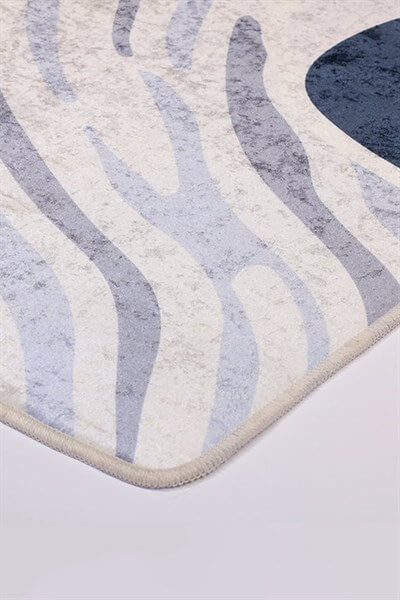 Mavi Zebra Desenli Çocuk Odası Halısı-4001
