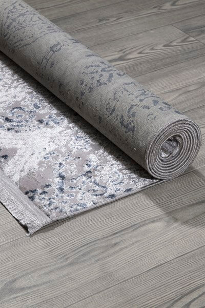 Mavi Renkli Füme Plus Parlak Kaymaz Yıkanabilir Halı