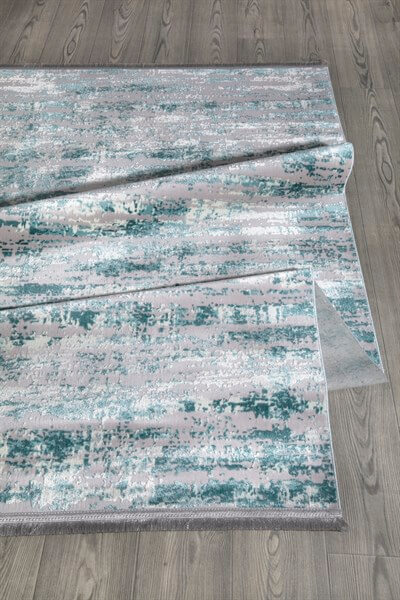 Mavi Renkli Füme Serisi Yanar Döner Altı Kaymaz Yıkanabilir Halı