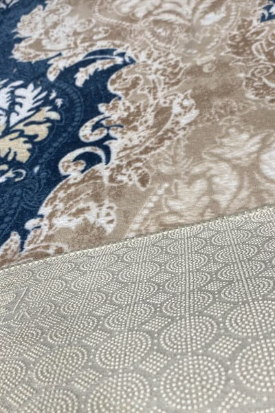 Mavi Renkli Kaymaz Taban Yıkanabilir Halı