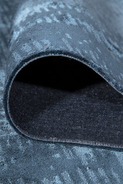 Mavi Rengi Vintage Bambu Altı Kaymaz Makine Dokuma Halı