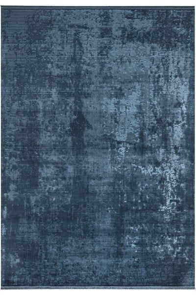 Mavi Rengi Vintage Bambu Altı Kaymaz Makine Dokuma Halı