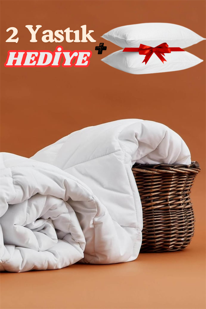 Microfiber Biyeli Çift Kişilik Yorgan 195X215 + 2  Yastık HEDİYE !