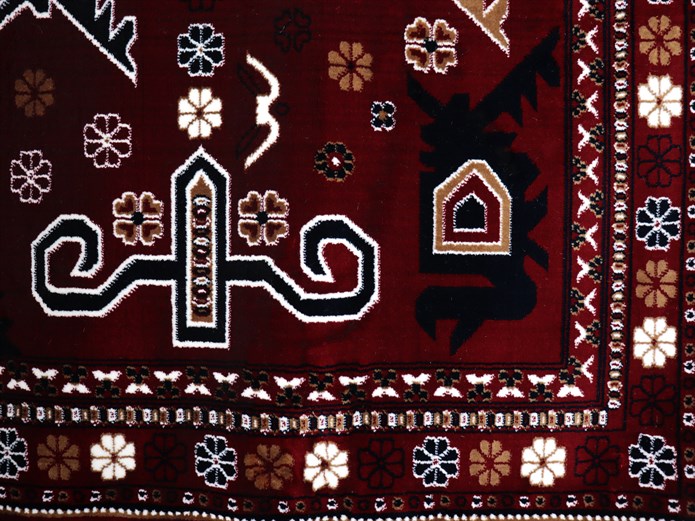 NAKIŞ Serisi Kırmızı Zeminli Etnik Motifli Şık Salon Halısı | AF314 RED