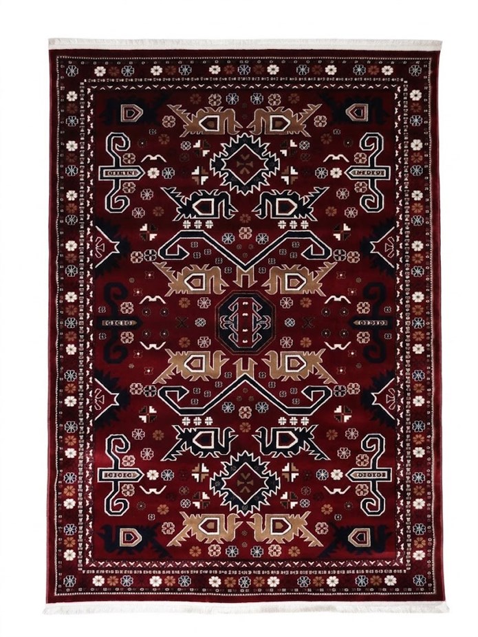 NAKIŞ Serisi Kırmızı Zeminli Etnik Motifli Şık Salon Halısı | AF314 RED