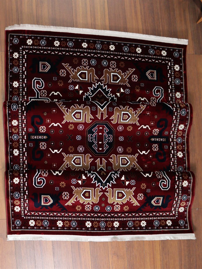 NAKIŞ Serisi Kırmızı Zeminli Etnik Motifli Şık Salon Halısı | AF314 RED