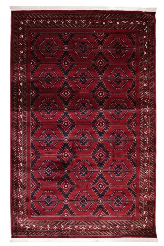 NAKIŞ Serisi Kırmızı Zeminli Geometrik Motifli Şık Salon Halısı | AF316 RED