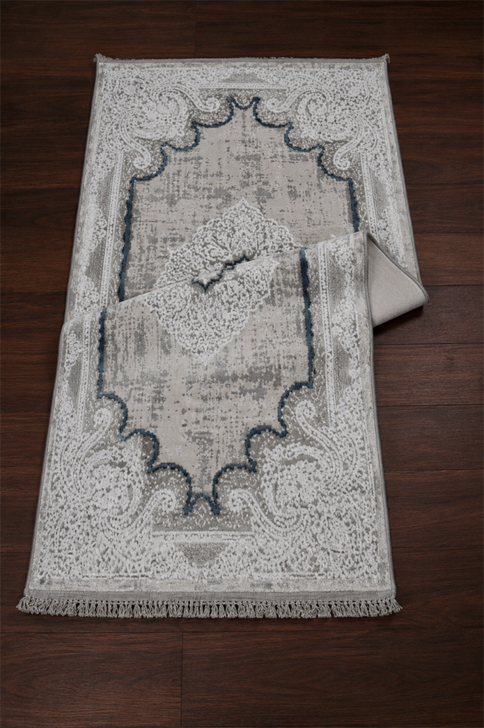 Nostalji Seri Gri Klasik Motifli Altı Kaymaz Makine Dokuma Halı | 13631