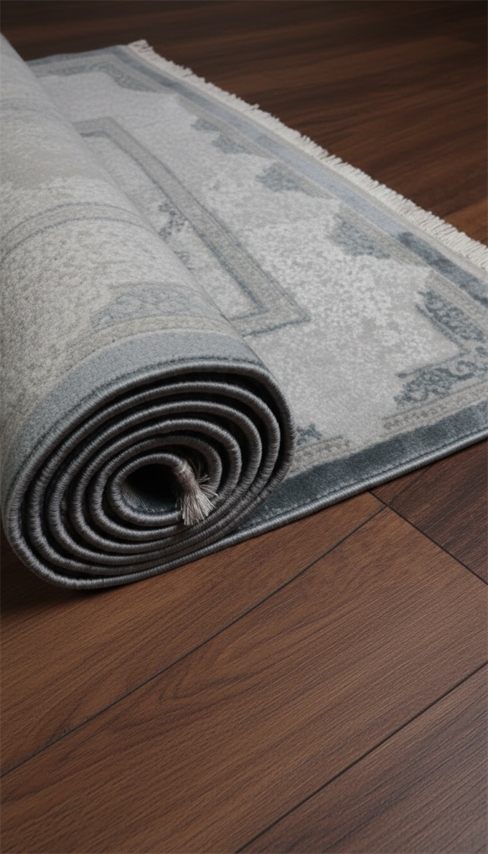 PARLA Serisi Klasik Göbekli Çerçeve Desenli Gri Mavi Halı | LZ193A