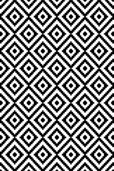 Siyah-Beyaz Piramit Desenli Kaymaz Yıkanabilir Halı