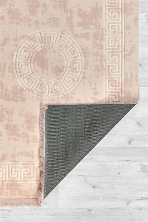 Rose Renkli Roma Desenli Kabartmalı Dokuma Taban Halı