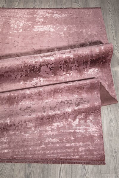 Rose Rengi Vintage Bambu Altı Kaymaz Makine Dokuma Halı