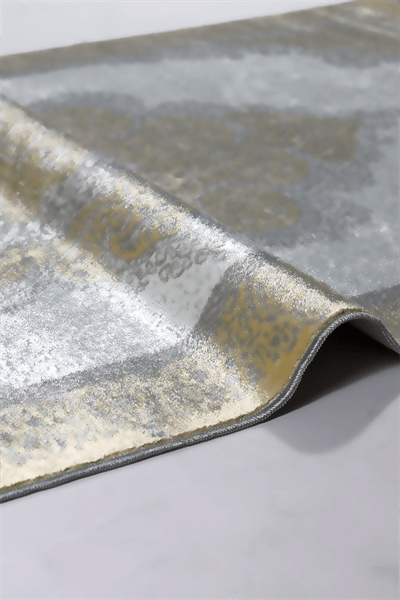 Sarı Renkli Göbekli Parlak Yıkanabilir Füme Serisi Halı