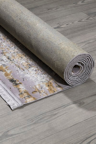 Sarı Renkli Füme Serisi Yanar Döner Altı Kaymaz Yıkanabilir Halı