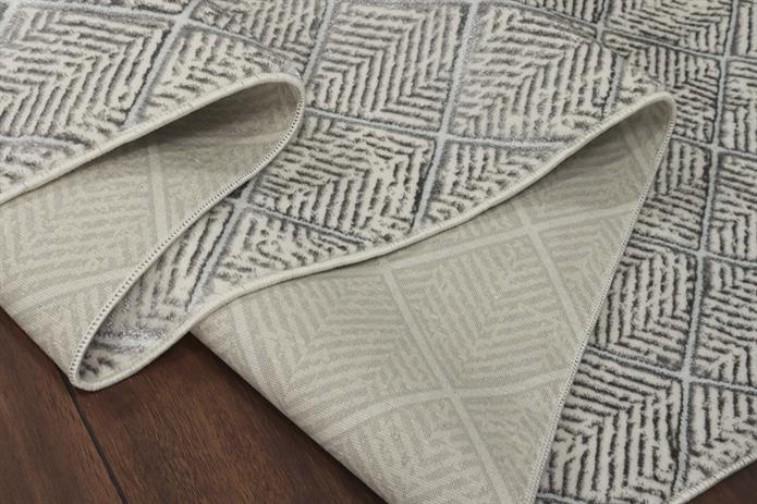 Sema Serisi Baklava Desen Gri Yanar Dönerli Altı Kaymaz Makine Dokuma Halı -2002