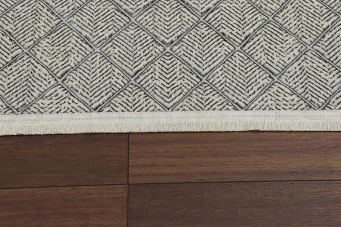 Sema Serisi Baklava Desen Gri Yanar Dönerli Altı Kaymaz Makine Dokuma Halı -2002