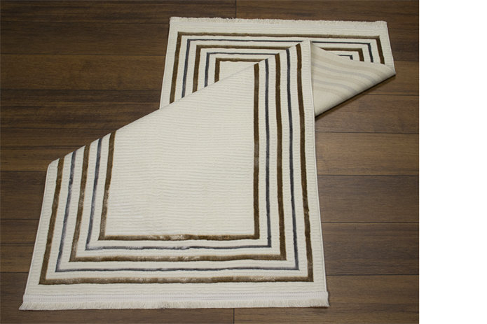 Sema Serisi Çerçeveli Krem Kahve Yanar Dönerli Altı Kaymaz Makine Dokuma Halı | 2018