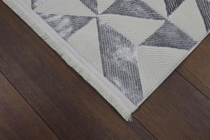 Sema Serisi Krem-Gri-2005- Yanar Dönerli Altı Kaymaz Makine Dokuma Halı 