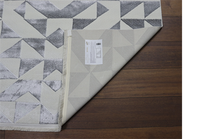 Sema Serisi Krem-Gri-2005- Yanar Dönerli Altı Kaymaz Makine Dokuma Halı 