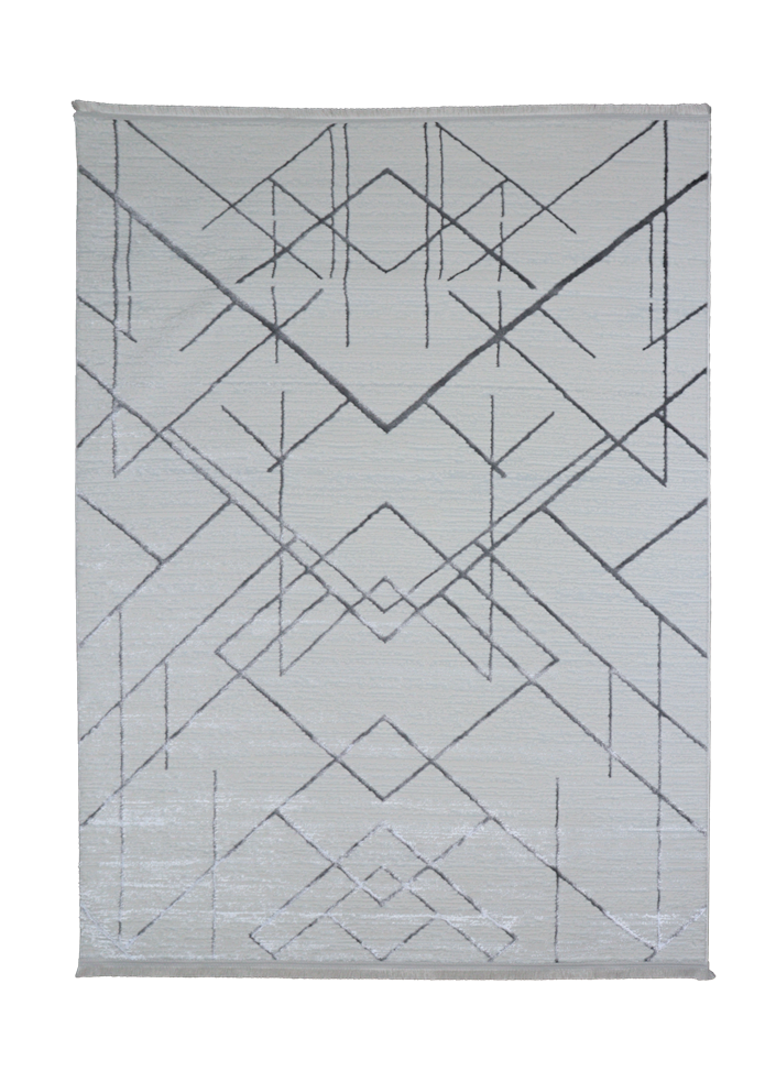 Sema Serisi Krem-Gri Yanar Dönerli Altı Kaymaz Makine Dokuma Halı-2004