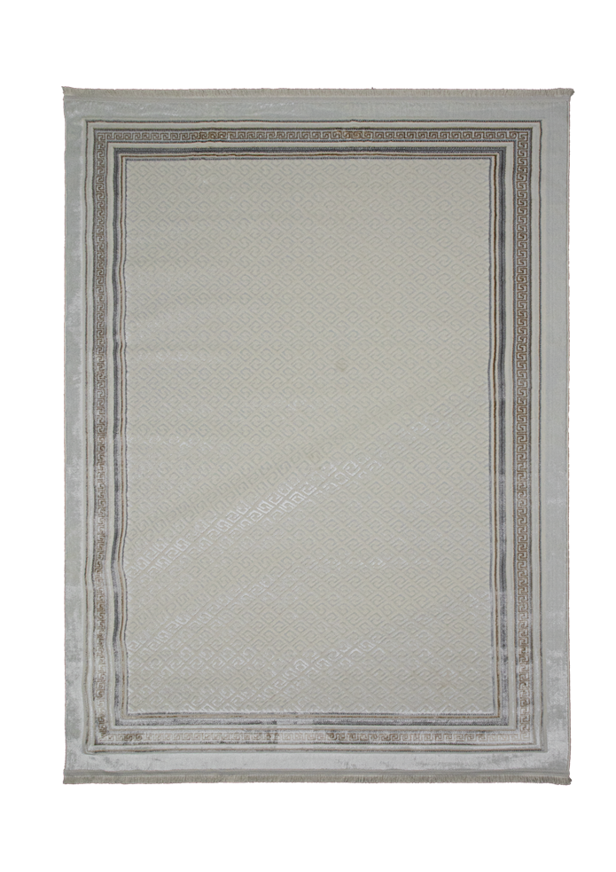 Sema Serisi Krem-Vizon Çerçeve Yanar Dönerli Altı Kaymaz Makine Dokuma Halı | 2010