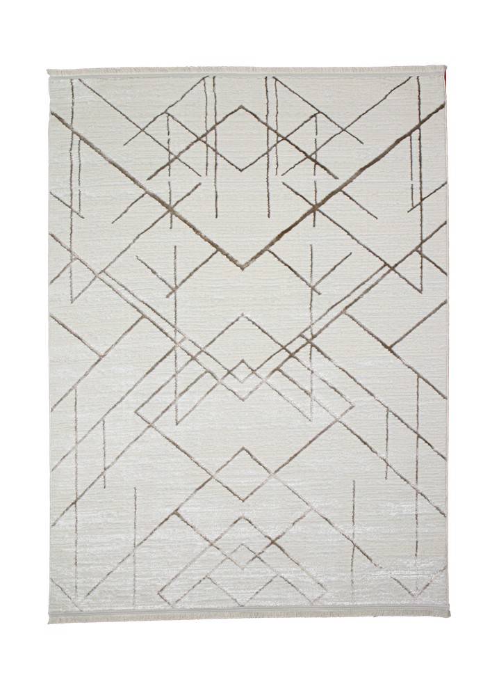 Sema Serisi Krem-Vizon Yanar Dönerli Altı Kaymaz Makine Dokuma Halı-2003