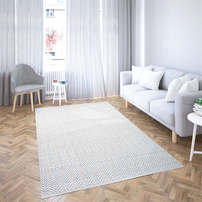 Sema Serisi Renkli Desen Krem Yanar Dönerli Altı Kaymaz Makine Dokuma Halı-2001