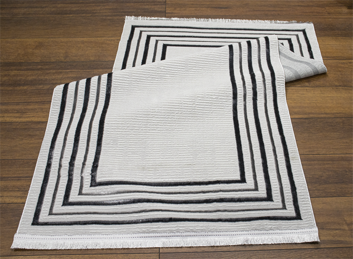 Sema Serisi Siyah Çerçeveli Yanar Dönerli Altı Kaymaz Makine Dokuma Halı | 2019