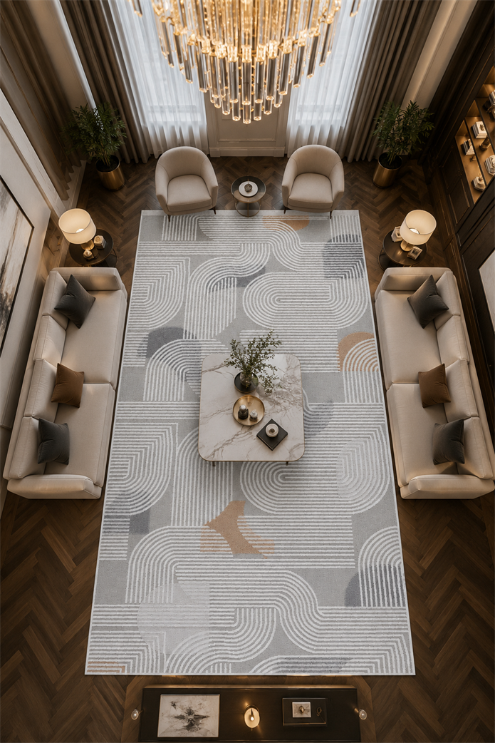 Siena Çizgili Modern Halı SF367 Gri & Vizon | Sultan Halı