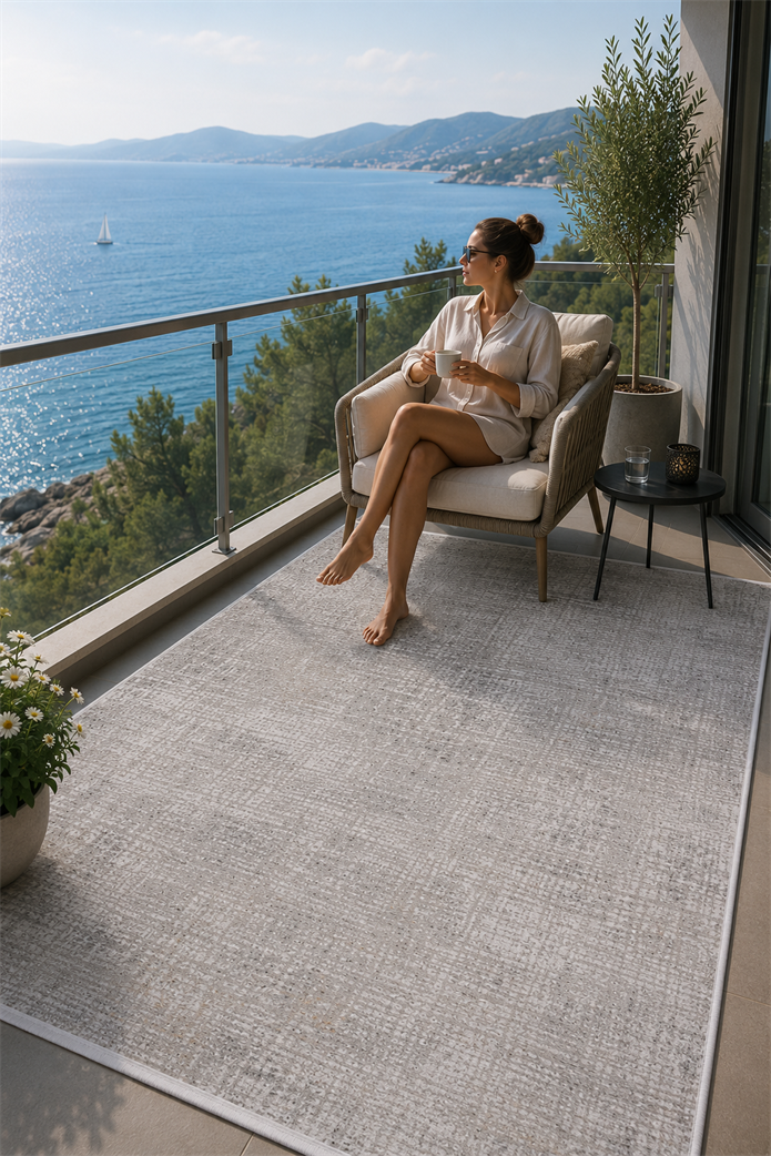 Siena Çizgili Şık Modern Halı SF384 GREY & VİZON