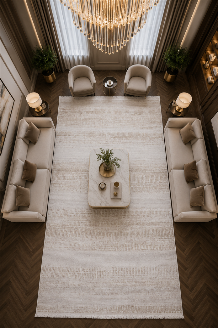 Siena Çizgili Modern Halı SF405 Krem & Vizon | Sultan Halı